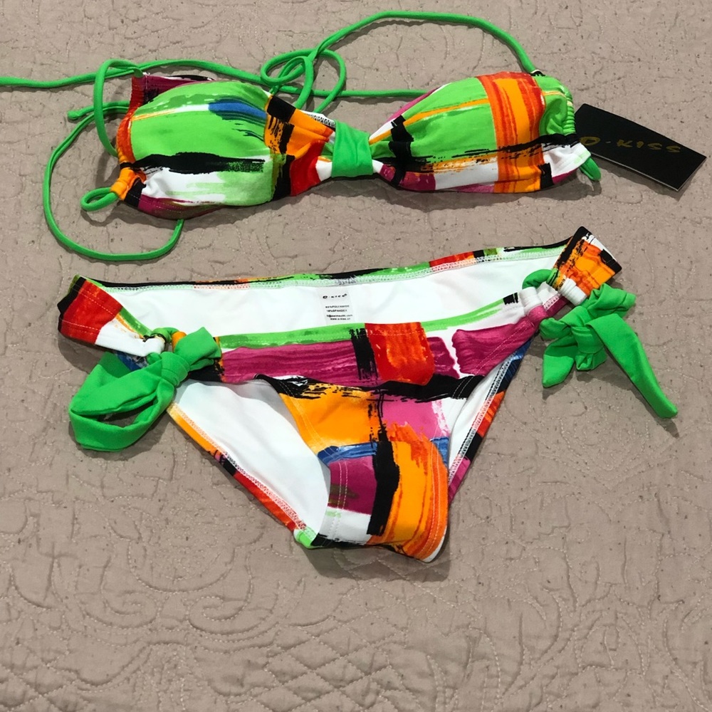 O-kiss large two-piece bathing suit/ bikini